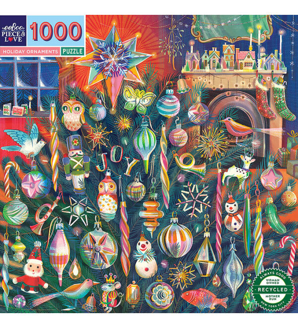 Eeboo Puslespil - 1000 Brikker - 58,4x58,4 cm - Holiday Ornament