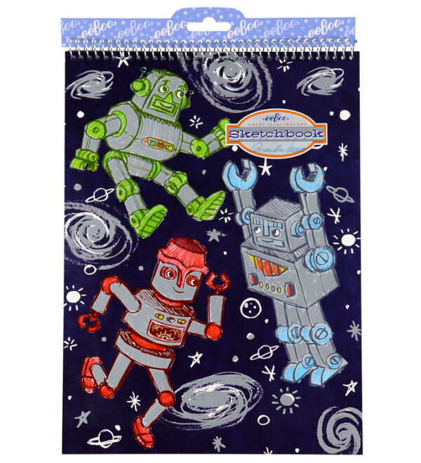 Eeboo Skitseblok - Sølvrobotter