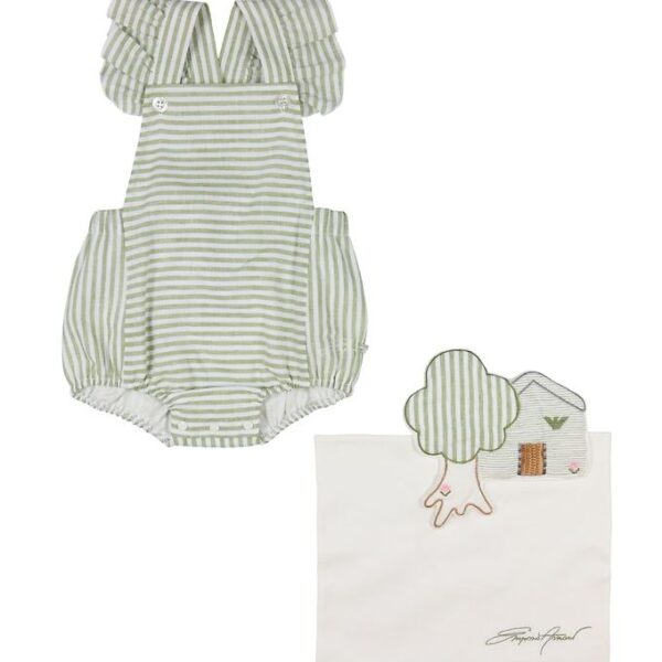 Emporio Armani Gaveæske - Sommerdragt/Nusseklud - Grøn/Hvidstrib