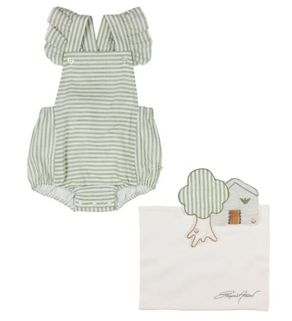 Emporio Armani Gaveæske - Sommerdragt/Nusseklud - Grøn/Hvidstrib Emporio Armani Gaveæske - Sommerdragt/Nusseklud - Grøn/Hvidstrib