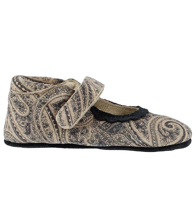 En Fant Ballerina Hjemmesko - Beige m. Mønster/Velcro En Fant Ballerina Hjemmesko - Beige m. Mønster/Velcro