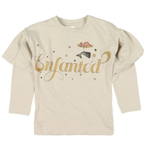 En Fant Bluse - Beige m. Print/Guld