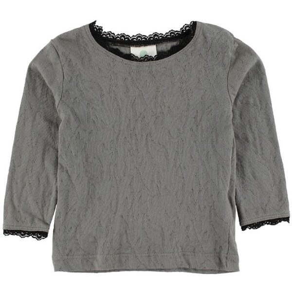 En Fant Bluse - Grå m. Hulmønster