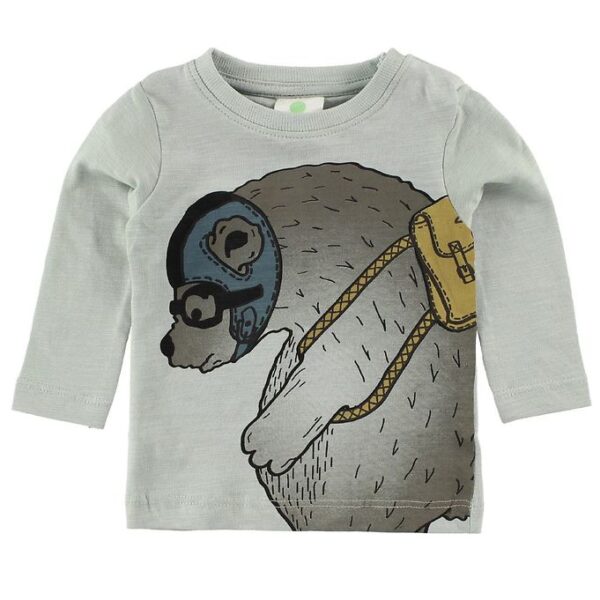 En Fant Bluse - Lyseblå m. Bjørn