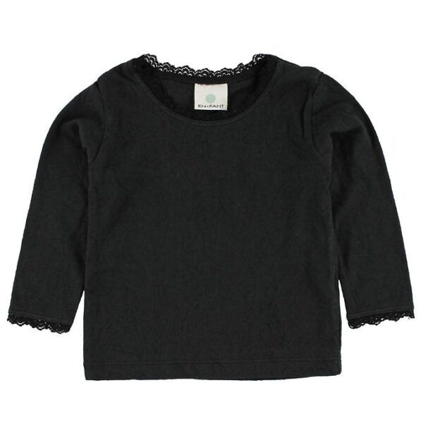 En Fant Bluse - Sort m. Hulmønster