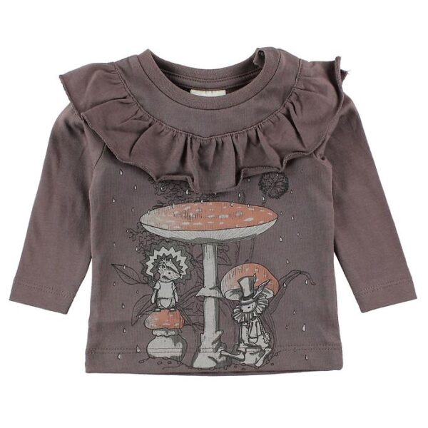 En Fant Bluse - Støvet Mørkelilla m. Paddehatte