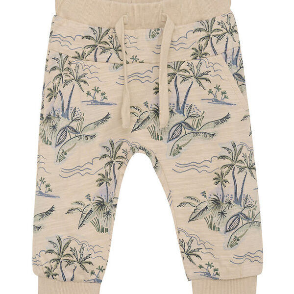 En Fant Bukser - Slub - Cement m. Print