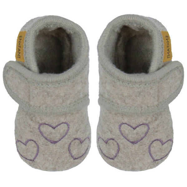 En Fant Hjemmesko - Uld - Grape Shake m. Hjerter