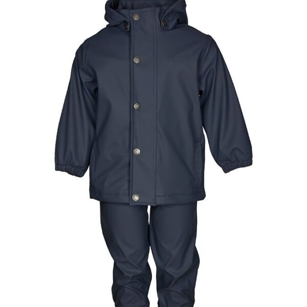 En Fant Regntøj m. Seler - PU - Blue Night