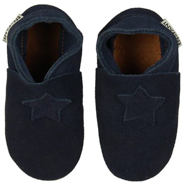 En Fant Skindsko - Navy Ruskind m. Stjerne