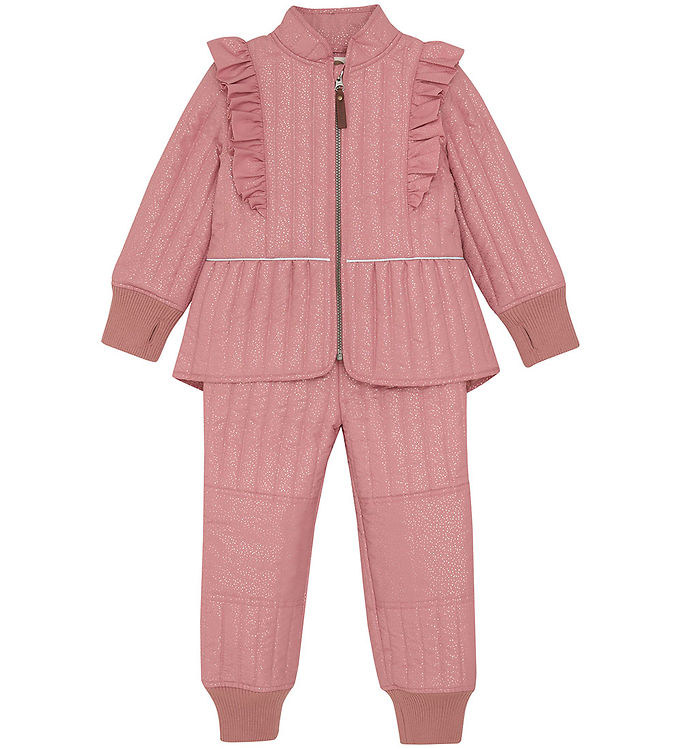 En Fant Termotøj - Old Rose m. Flæser/Glitter