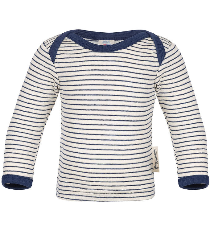 Engel Bluse - Uld/Silke - Natural/Navy Blue Engel Bluse - Uld/Silke - Natural/Navy Blue