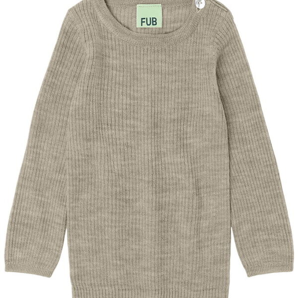 FUB Bluse - Rib - Strik - Uld - Oat Melange
