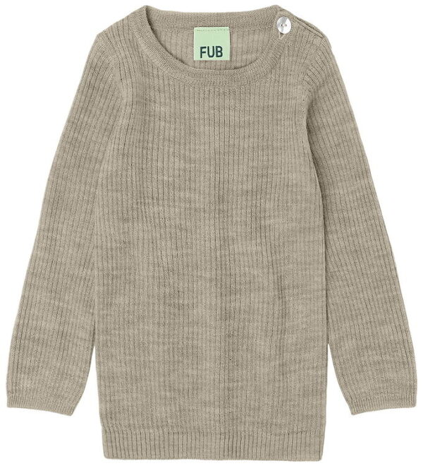 FUB Bluse - Rib - Strik - Uld - Oat Melange