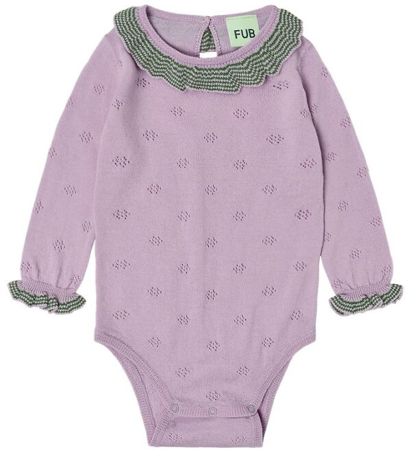 FUB Body l/æ - Ruffle - Strik - Uld - Iris m. Hulmønster
