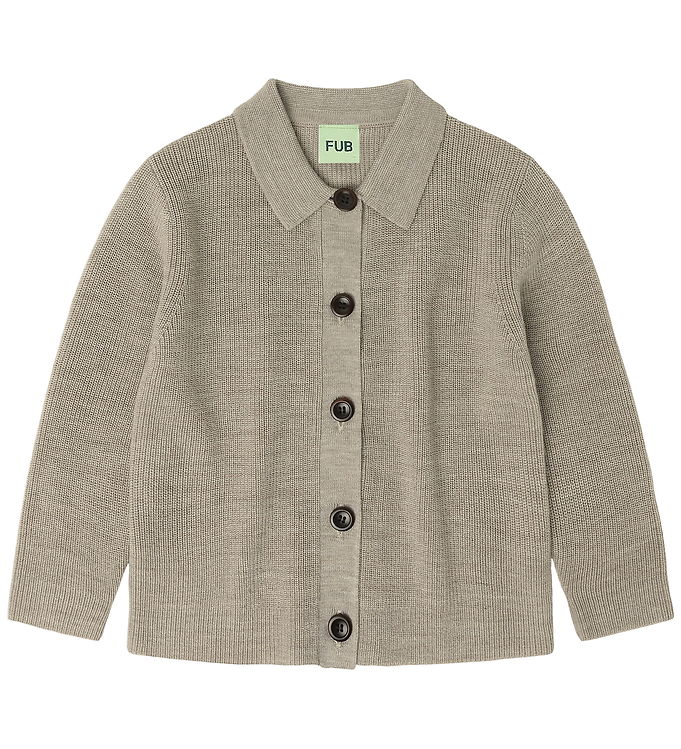 FUB Cardigan - Strik - Uld - Oat Melange FUB Cardigan - Strik - Uld - Oat Melange
