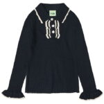 FUB Polobluse - Rib - Strik - Uld - Dark Navy