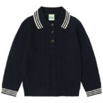 FUB Polobluse - Strik - Uld - ZigZag - Dark Navy