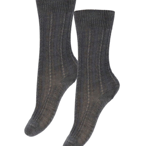 FUB Strømper - Uld - Rib - 2-pak - Dark Beige Melange