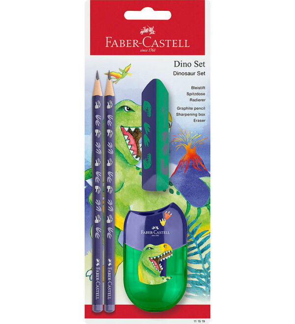 Faber-Castell Blyantsæt - Dinosaur - 4 Dele - Blå