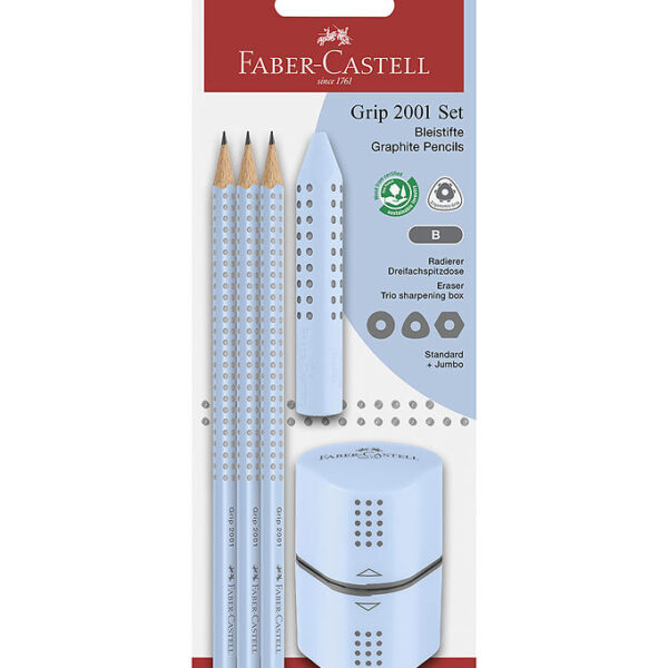 Faber-Castell Blyantsæt - Grip 2001 - 5 Dele - Sky Blue Faber-Castell Blyantsæt - Grip 2001 - 5 Dele - Sky Blue