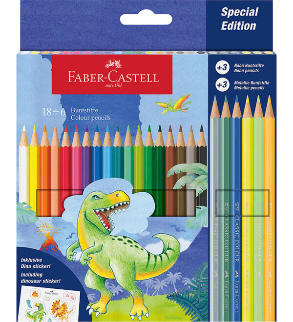 Faber-Castell Farveblyanter - 18+6 stk. - Dinosaur Metallic/Neon