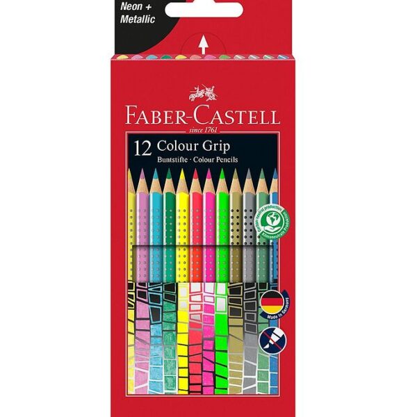 Faber-Castell Farveblyanter - Grip - 12 stk - Pastel/Neon/Metall Faber-Castell Farveblyanter - Grip - 12 stk - Pastel/Neon/Metall