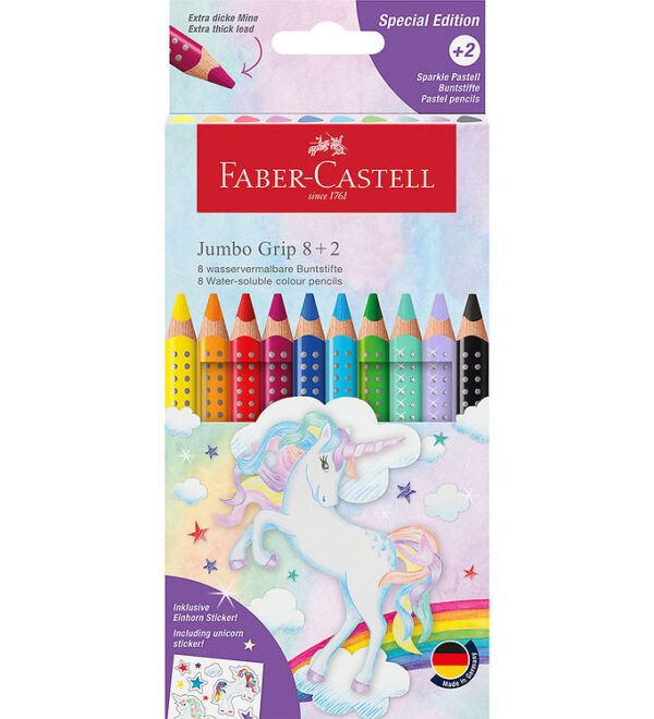 Faber-Castell Farveblyanter - Jumbo Grip - Akvarel - 8+2 Sparkle