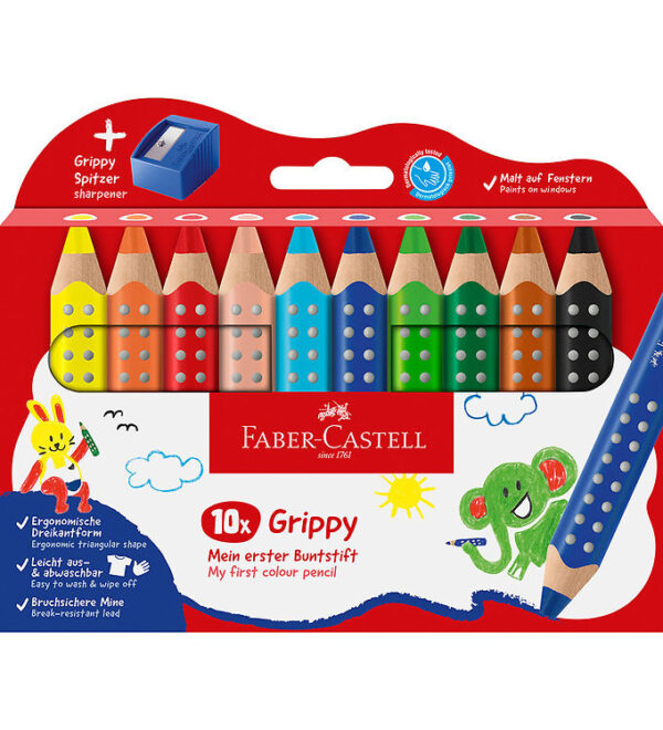 Faber-Castell Farveblyanter - XXL Jumbo Grip + Spidser - 10 stk.