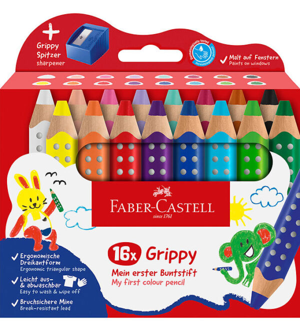 Faber-Castell Farveblyanter - XXL Jumbo Grip + Spidser - 16 stk.