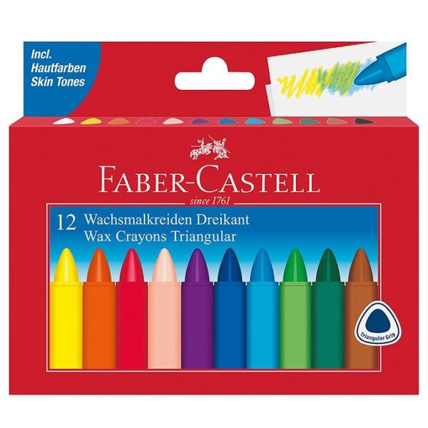 Faber-Castell Farvekridt - Trekantet - 12 stk - Multi