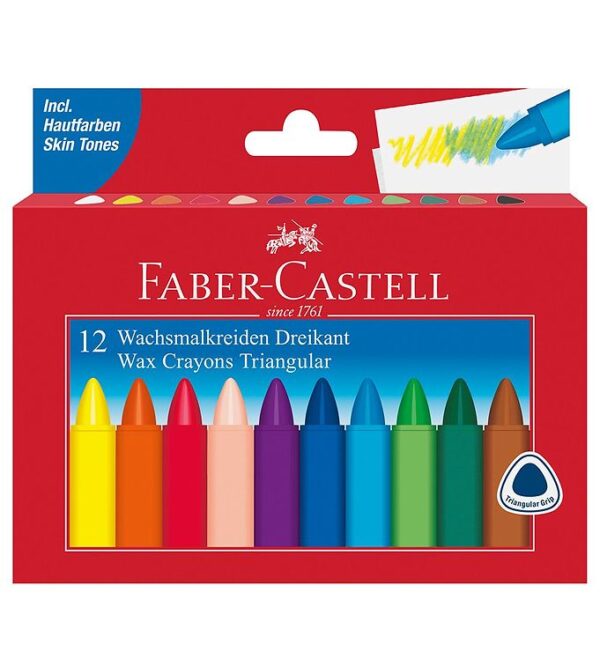 Faber-Castell Farvekridt - Trekantet - 12 stk - Multi