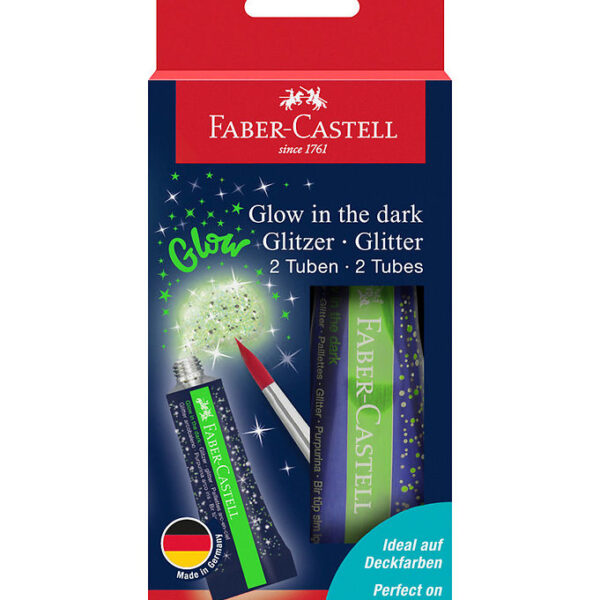 Faber-Castell Glitter Tuber - 2 stk. - Glow In The Dark
