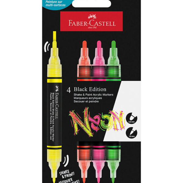 Faber-Castell Tuscher - Shake & Paint Akryl - 4 Stk. - Neon