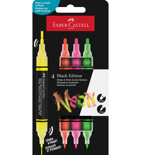 Faber-Castell Tuscher - Shake & Paint Akryl - 4 Stk. - Neon
