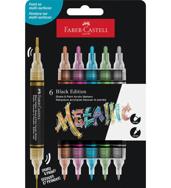 Faber-Castell Tuscher - Shake & Paint Akryl - 6 Stk. - Metallic