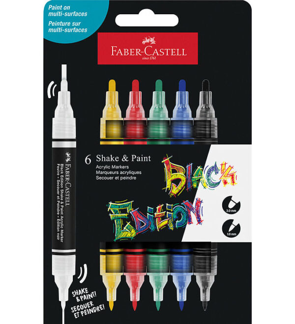 Faber-Castell Tuscher - Shake & Paint Akryl - 6 Stk. - Multi