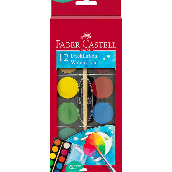 Faber-Castell Vandfarve - Akvarel - 12 Farver + 1 Pensel