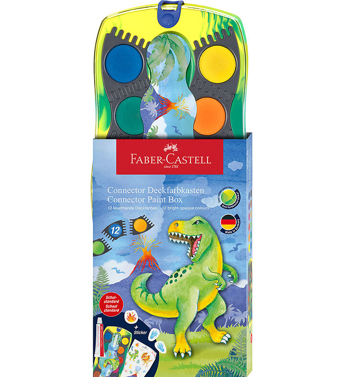 Faber-Castell Vandfarve - Dinosaur - 12 Farver + Chinese White