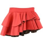 Fendi Nederdel - Neopren - Rød/Brun m. Allover Logo