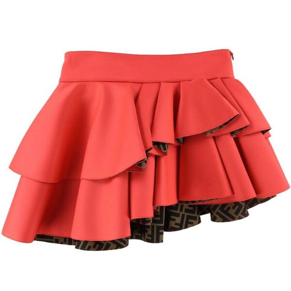 Fendi Nederdel - Neopren - Rød/Brun m. Allover Logo