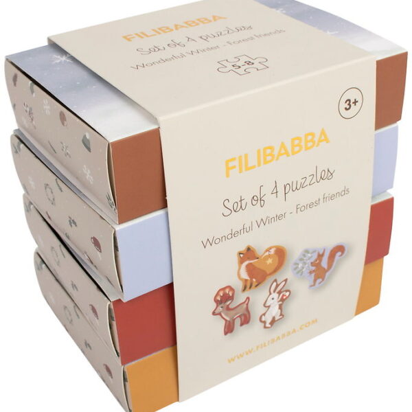 Filibabba Puslespil - Sæt m. 4 Puslespil - Wonderful Winter - Sk