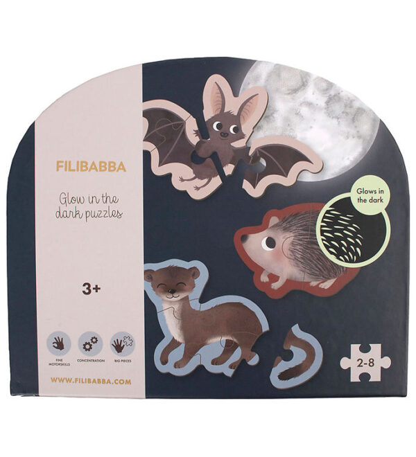 Filibabba Puslespil - Selvlysende - 2-8 Brikker - Skovens Dyr