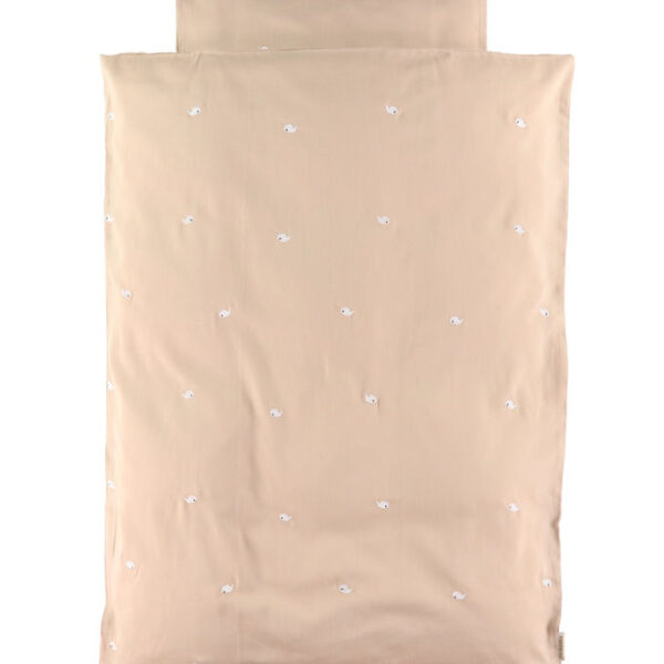 Filibabba Sengetøj - Baby - Warm Grey/Broderet Hvalen Christian