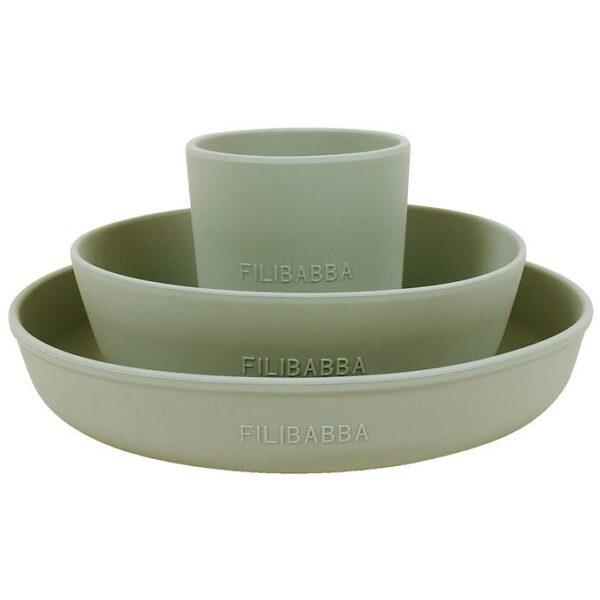 Filibabba Spisesæt - Silikone - 3 dele - Green