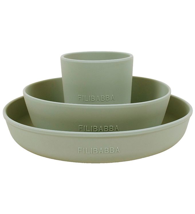 Filibabba Spisesæt - Silikone - 3 dele - Green Filibabba Spisesæt - Silikone - 3 dele - Green