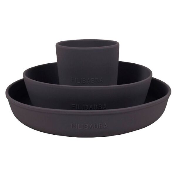 Filibabba Spisesæt - Silikone - 3 dele - Stone Grey