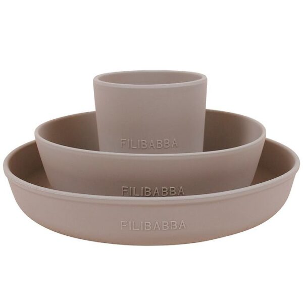 Filibabba Spisesæt - Silikone - 3 dele - Warm Grey Filibabba Spisesæt - Silikone - 3 dele - Warm Grey