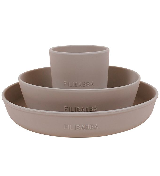 Filibabba Spisesæt - Silikone - 3 dele - Warm Grey