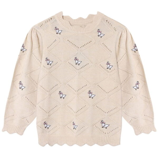 Fliink Bluse - Strik - Alon - Goose - Sandshell m. Hulmønster Fliink Bluse - Strik - Alon - Goose - Sandshell m. Hulmønster